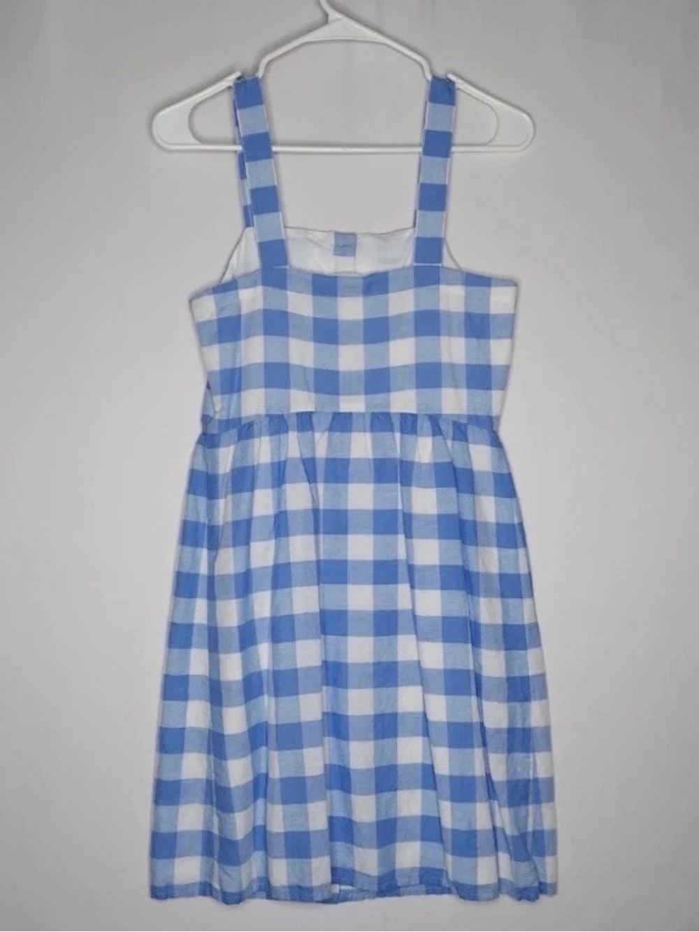 J.Crew Gingham Button Front Linen Cotton Sundress Blue White 4 - Picture 8 of 10